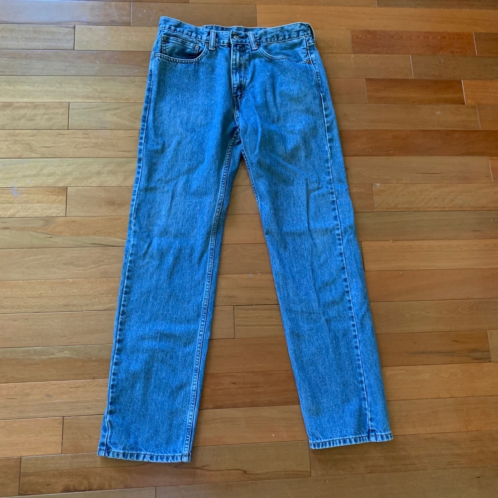 Levi's 34x34 505 Regular Fit Jeans Medium Wash Blue Straight Leg Denim Pants - Picture 5 of 10